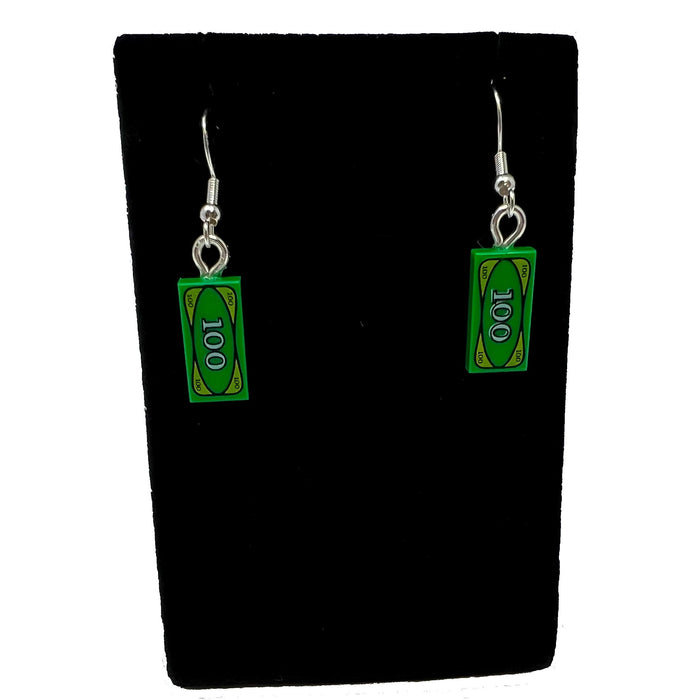 B3 Customs® $100 Bill Earrings made from LEGO Bricks by B3 Customs