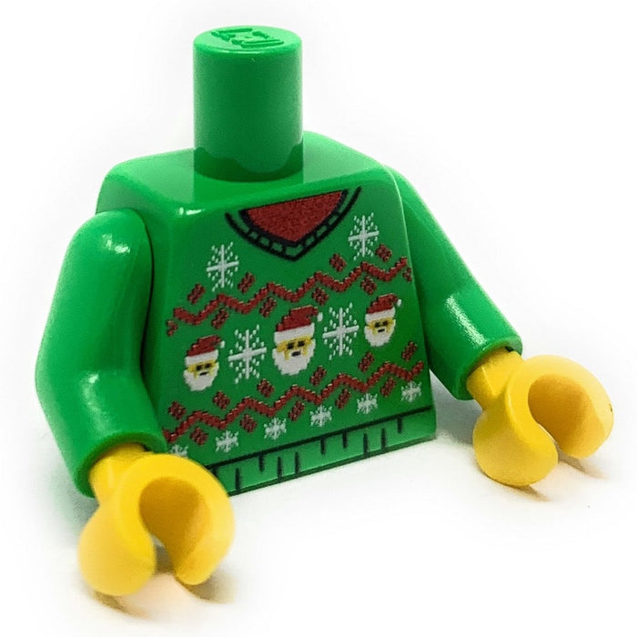 Ugly Green Santa Christmas Sweater Printed Torso made using LEGO parts by B3 Customs