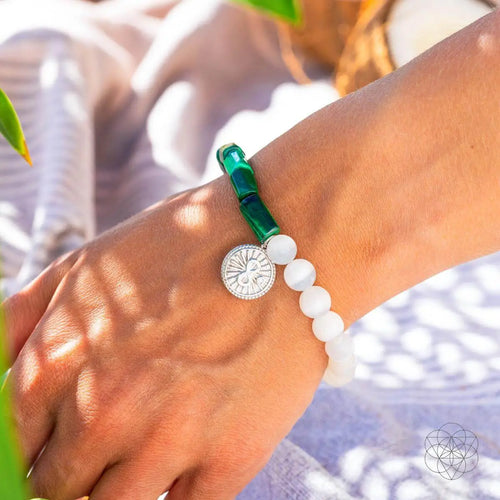 Infinite Triumph - Malachite & Selenite Success Bracelet by Conscious Items