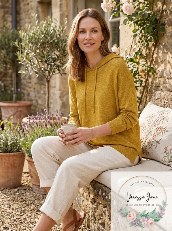 Eileen Fisher Organic Cotton Linen Slub Hooded Top in, Size Small by Vanessa Jane