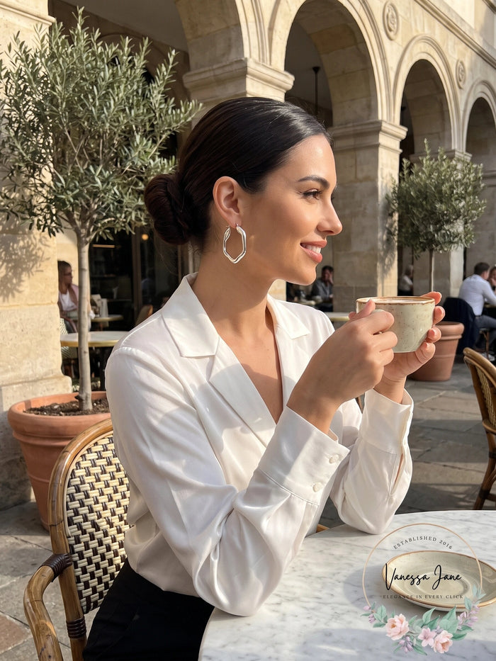 And Now This Silver Plated Wave Look Click Top Earrings by Vanessa Jane