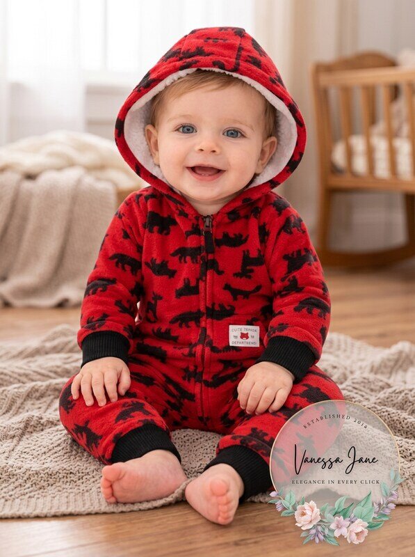 Carter's Baby Boys Hooded Fleece Jumpsuit by Vanessa Jane