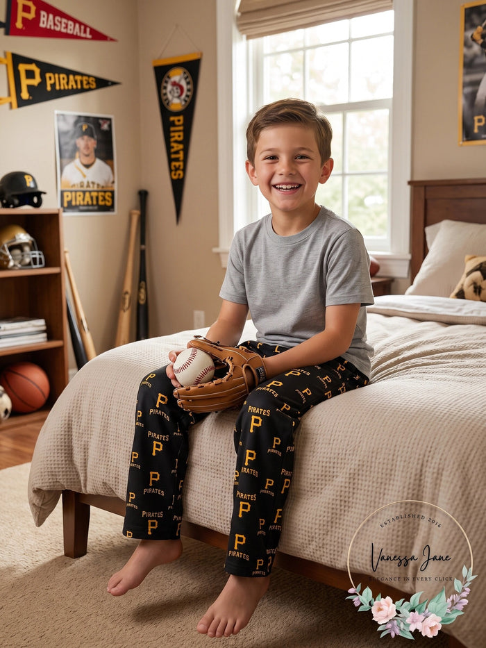 MLB Infant/Toddler Boys Pittsburgh Pirates Printed Pant, Black, L/4T by Vanessa Jane