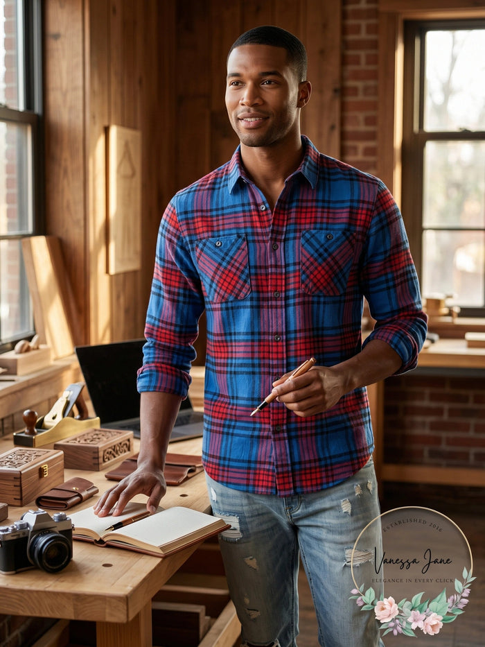 American Rag Mens Brady Plaid Shirt by Vanessa Jane