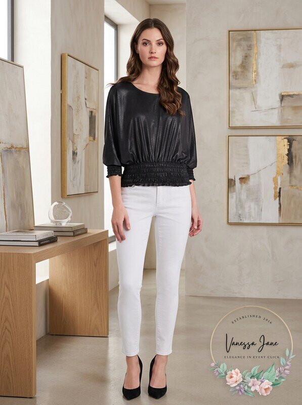 Vince Camuto Smocked-Hem Blouse, Size XS by Vanessa Jane