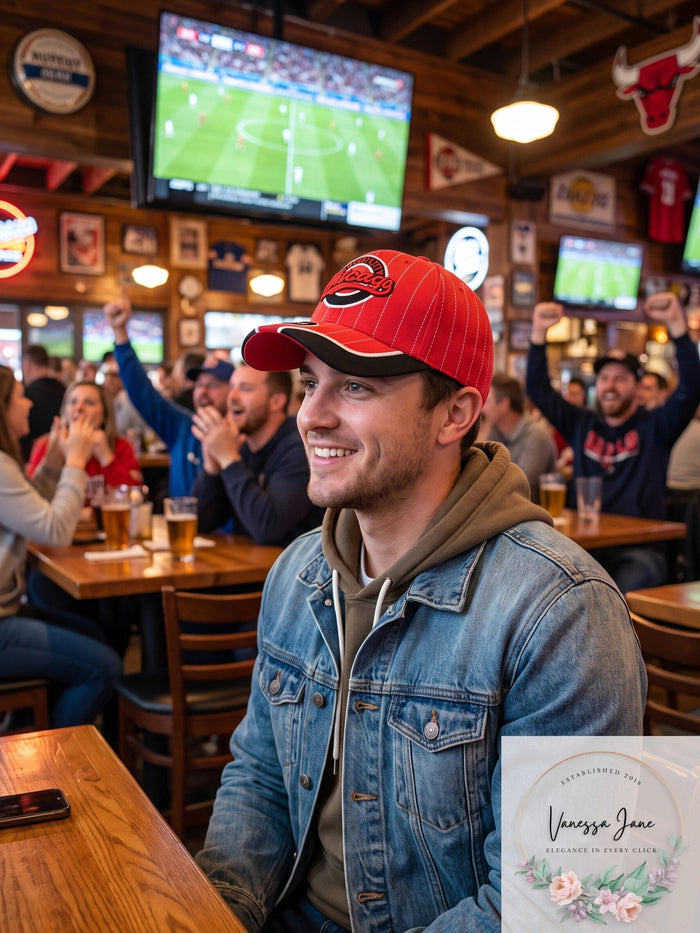 Chicago Windy City Red 3D Embroidered Baseball Cap, Hat by Vanessa Jane