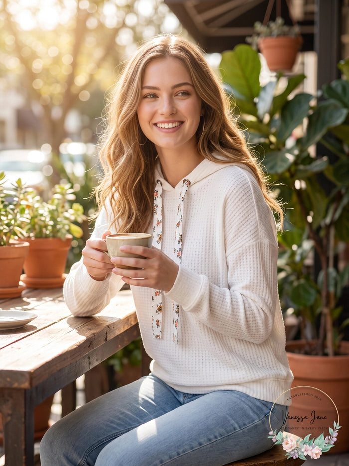 Ultra Flirt Juniors Waffle-Knit Hoodie by Vanessa Jane