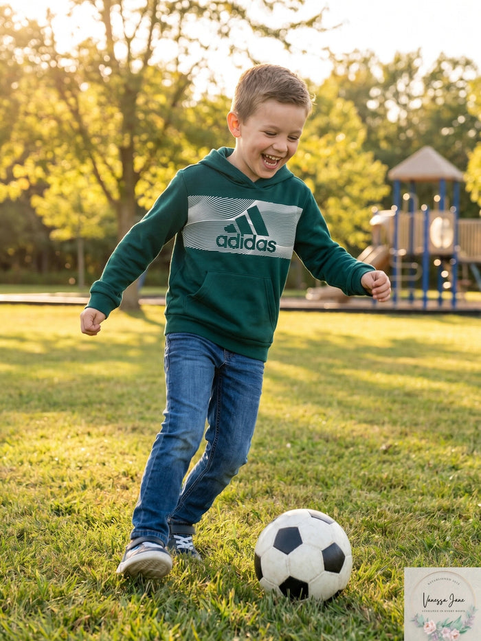 Adidas Kids Ctn Event21 Pullover Hoodie in Green by Vanessa Jane