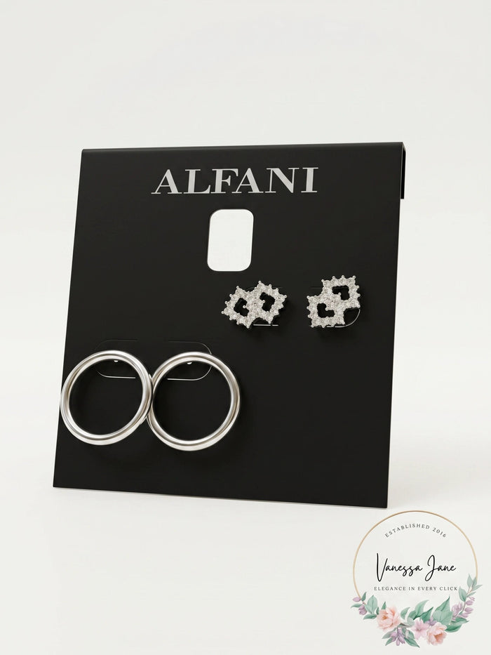Alfani 2-Pc. Set Pave Bar & Open Circle Drop Earrings by Vanessa Jane