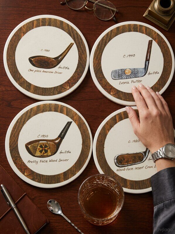 Set of 4 CoasterStone 4-1/4-Inch Absorbent Coasters, Jockey Print by Vanessa Jane