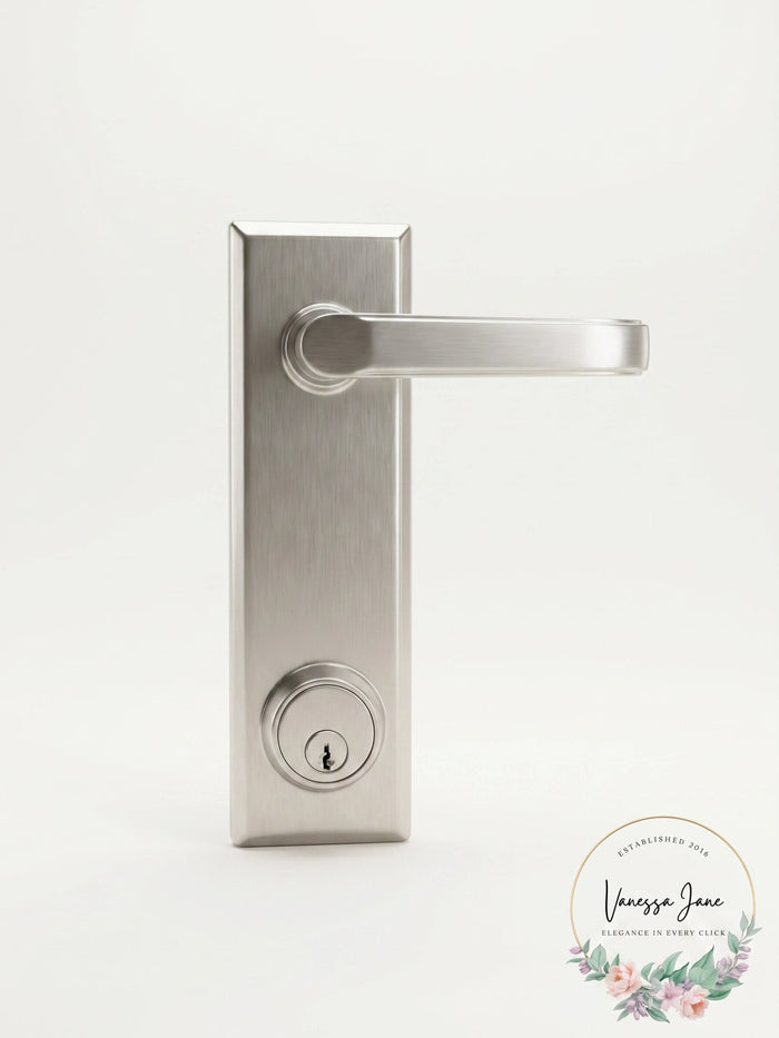 Emtek Double Keyed Passage Milano Leverset with Quincy Mortise by Vanessa Jane