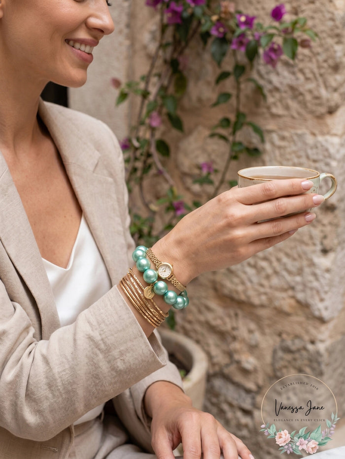 Charter Club Imitation Pearl (14mm) Stretch Bracelet, Blue by Vanessa Jane