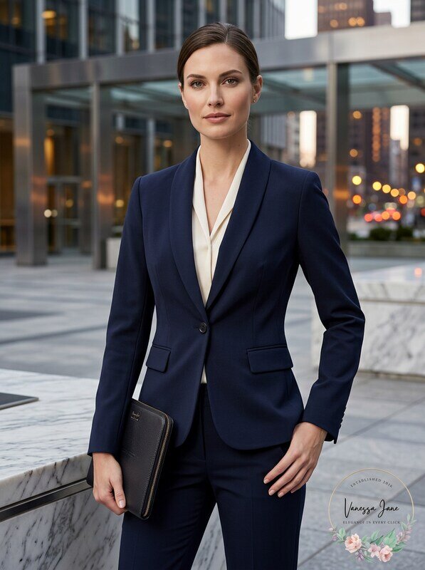 Nine West One-Button Shawl Collar Stretch Jacket Nightsky ,Size 6 by Vanessa Jane