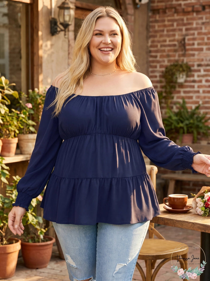 Kiss and Tell Trendy Plus Size Tiered Smocked-Cuff Top, Size 3X by Vanessa Jane