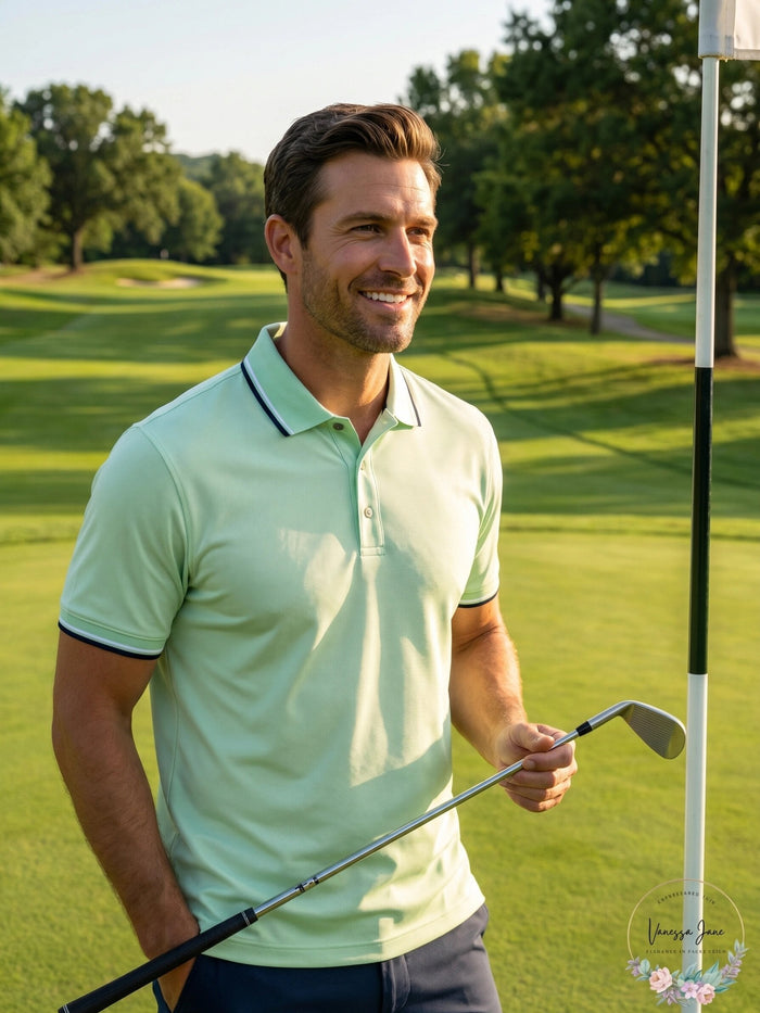 PGA Tour Mens Athletic-Fit Performance Stretch Moisture-Wicking Printed Polo, MD by Vanessa Jane