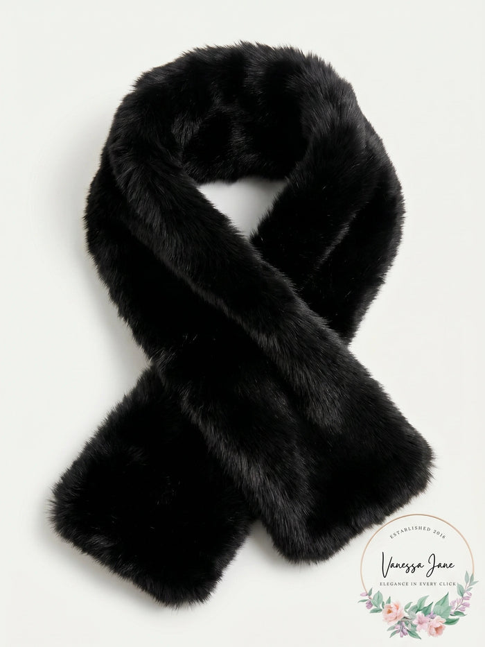 Jones New York Black Luxurious Plush Faux Fur Scarf by Vanessa Jane