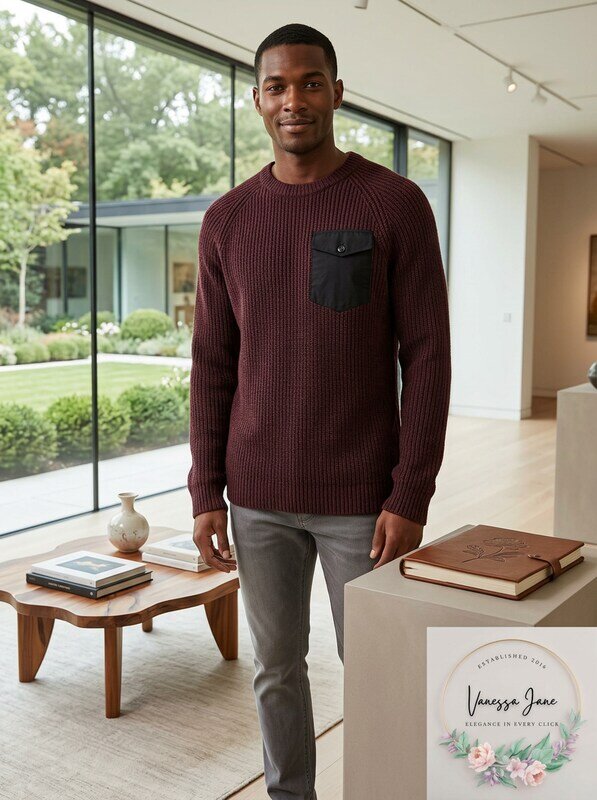 American Rag Mens Crewneck Pocket Sweater by Vanessa Jane