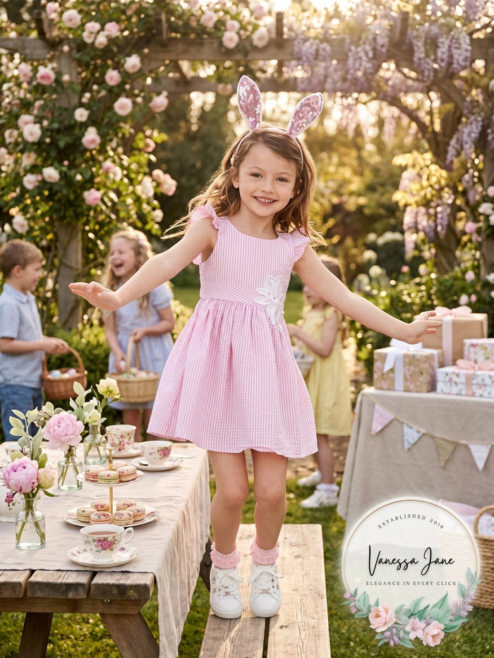 Rare Editions Toddler Girls Embroidered Seersucker Dress - Pink, Size 3T by Vanessa Jane