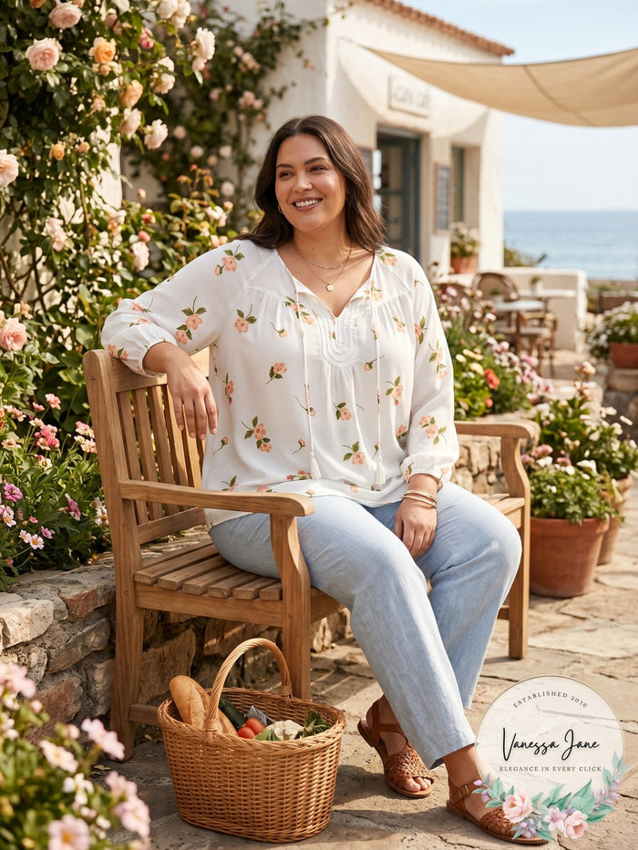 Single Thread Womens Floral Print Long Sleeve Blouse by Vanessa Jane
