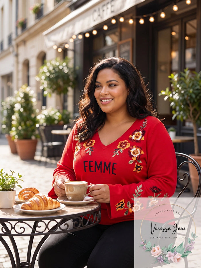 I.N.C. Plus Size Embroidered Bell-Sleeve Sweater by Vanessa Jane