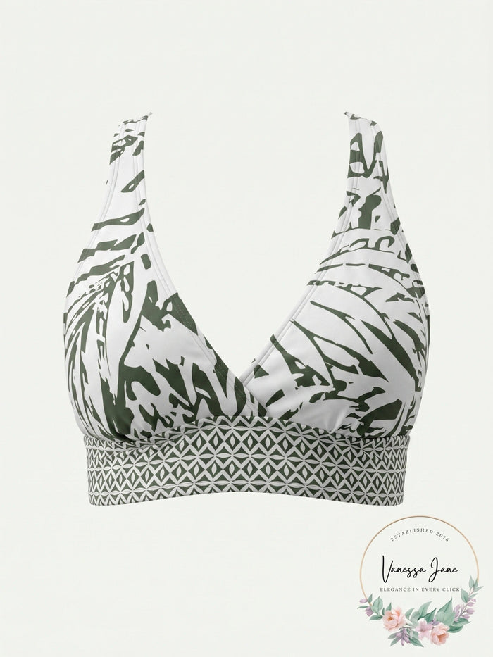Anne Cole Palm Breeze Cross-Back Bikini Top, Size Small by Vanessa Jane