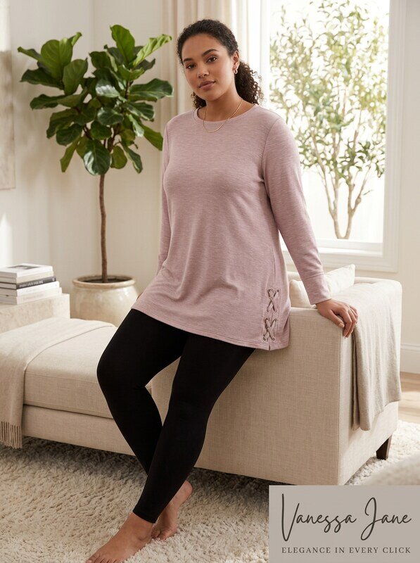 Ideology Plus Size Space-Dyed Crisscross-Side Tunic by Vanessa Jane