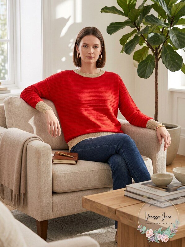 Vince Camuto Colorblocked-Trim Sweater, Size Medium by Vanessa Jane