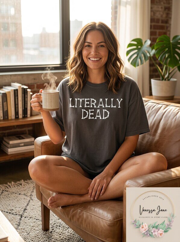 Mighty Fine Plus Size Cotton Literally Dead T-Shirt, Size 1X by Vanessa Jane