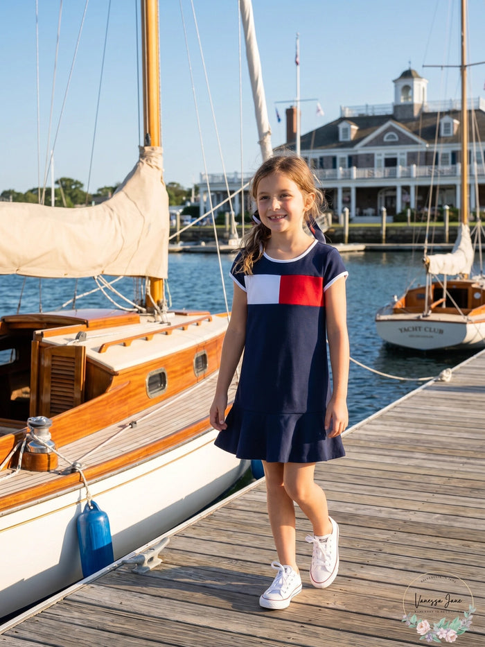 Tommy Hilfiger Girls Kids Flag Dress Flag Blue - XL by Vanessa Jane