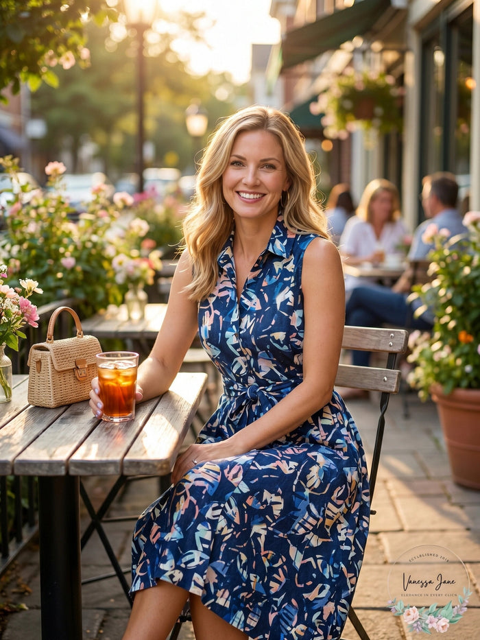 Nic + Zoe Indigo Leaves Shirtdress, Size Medium by Vanessa Jane