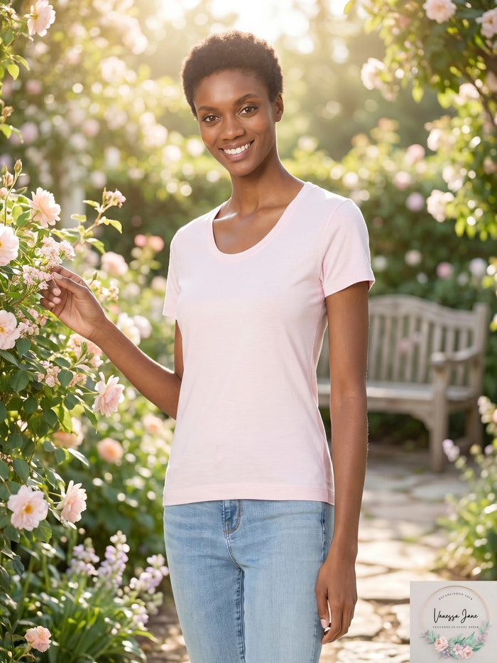 Three Dots Cotton Scoop Neck Tee, Size XS by Vanessa Jane