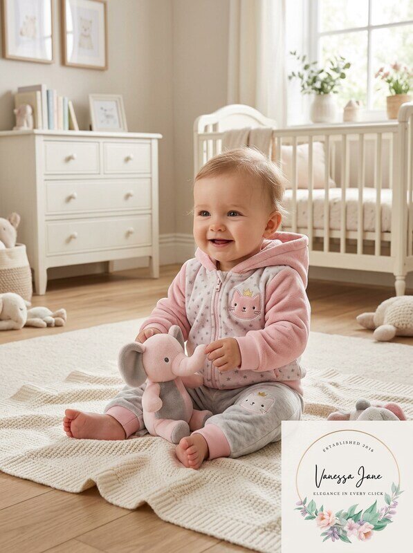 First Impressions Baby Girls 2-Pc. Minky Hoodie and Pants Set by Vanessa Jane