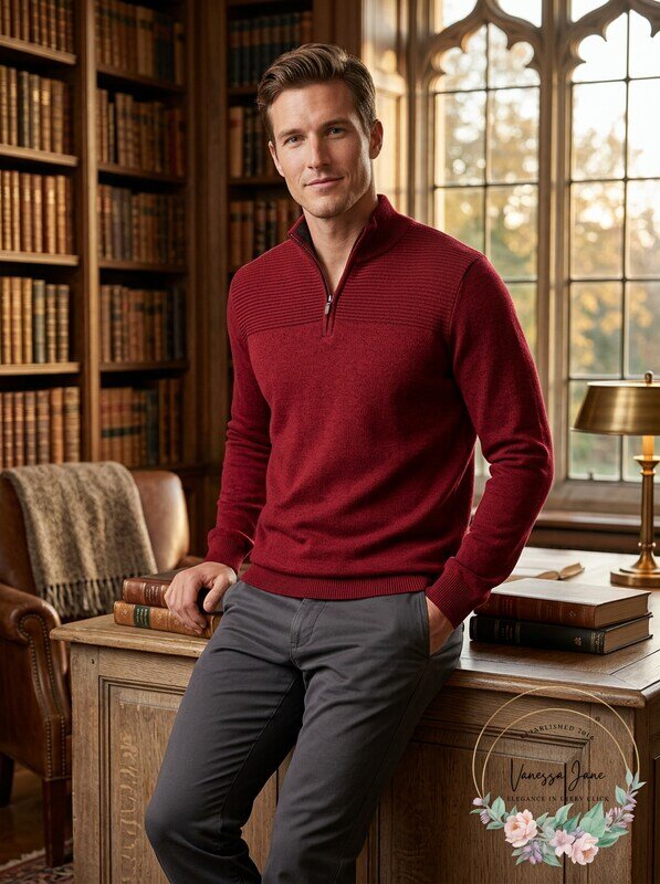 Alfani Mens Quarter-Zip Knit Sweater by Vanessa Jane