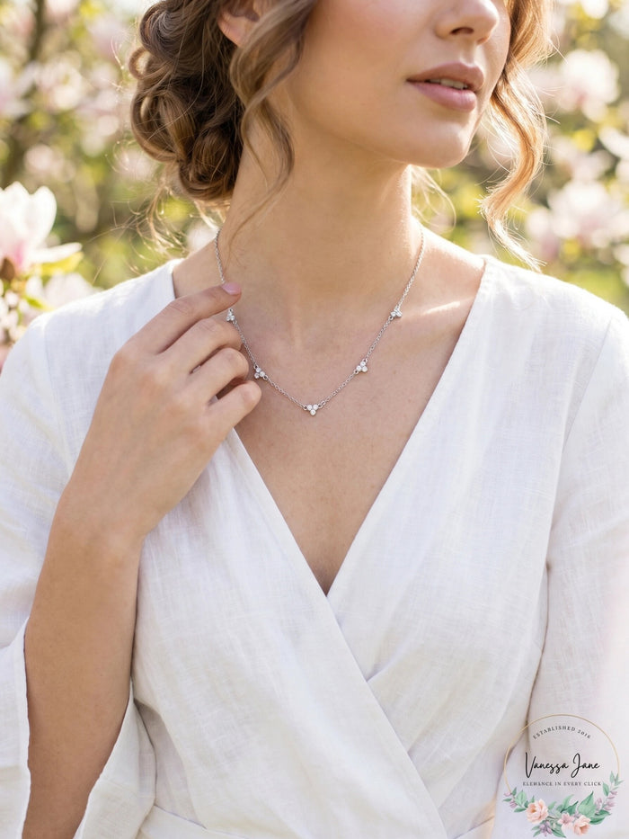 Charter Club Silver-Tone Crystal Cluster Statement Necklace by Vanessa Jane