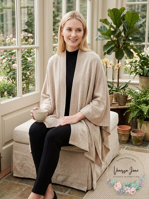 Calvin Klein Studded Shawl - Heathered Almond by Vanessa Jane