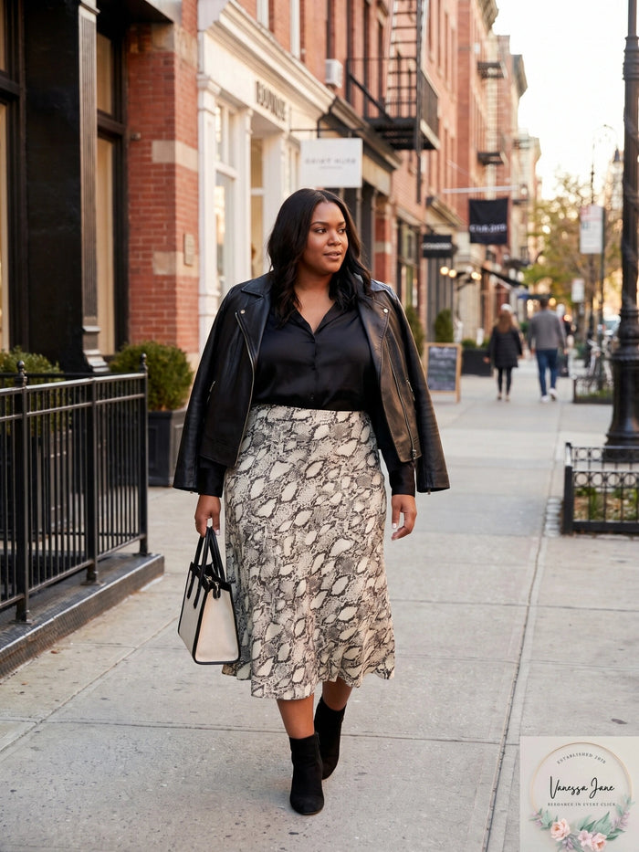 Bar III Womens Plus Snake Print Midi Skirt, Size 3X by Vanessa Jane