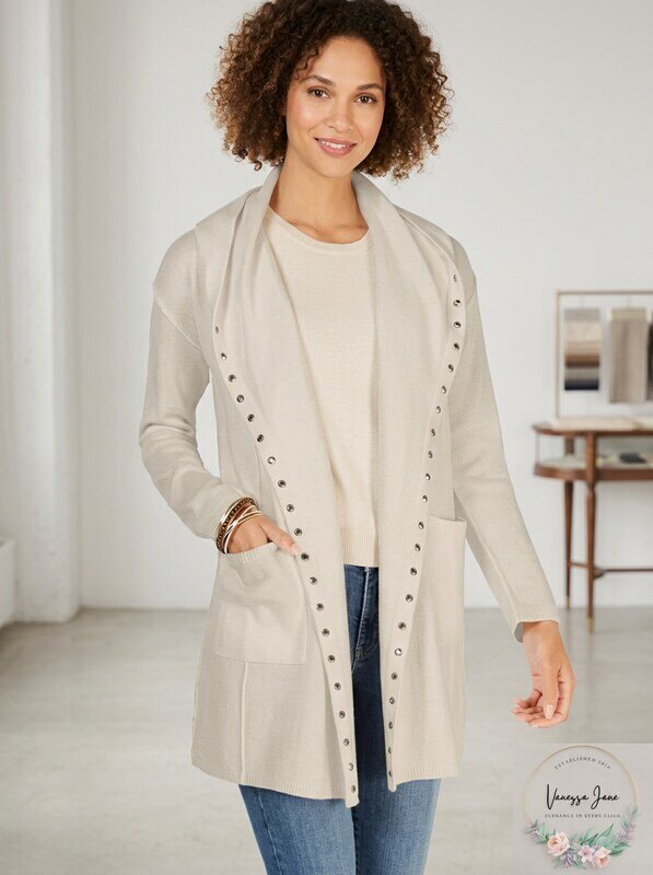Style & Co Stud-Trim Hooded Cardigan, Size 1X by Vanessa Jane