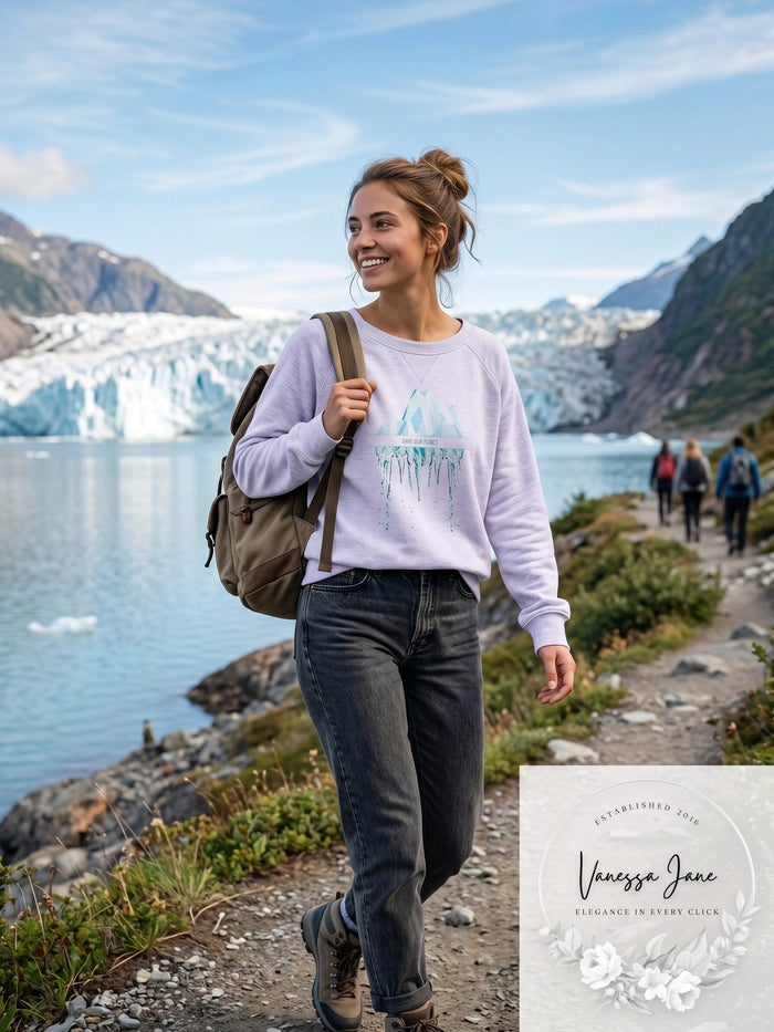 The Mountain Save Our Planet Womens Slouchy Crew Adult small by Vanessa Jane
