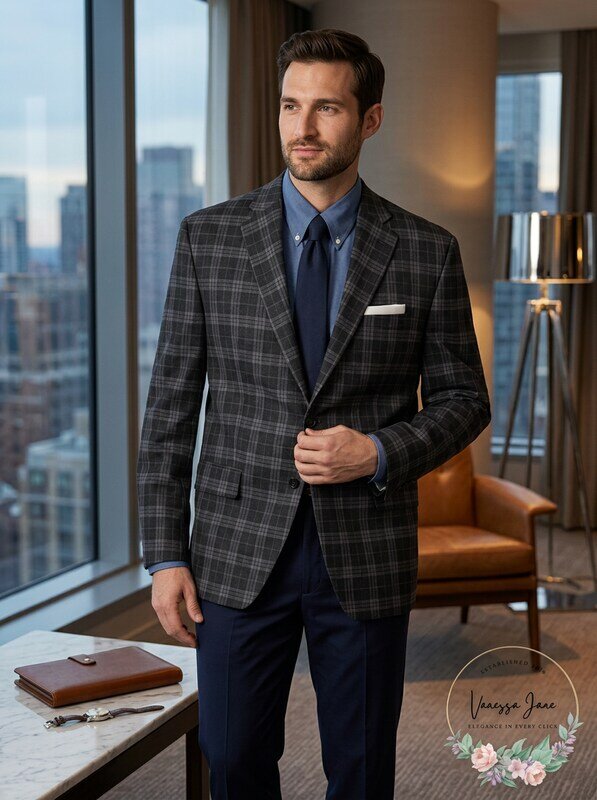 Lauren Ralph Lauren Mens Classic-Fit Ultraflex Stretch Patterned Blazer, 42L by Vanessa Jane