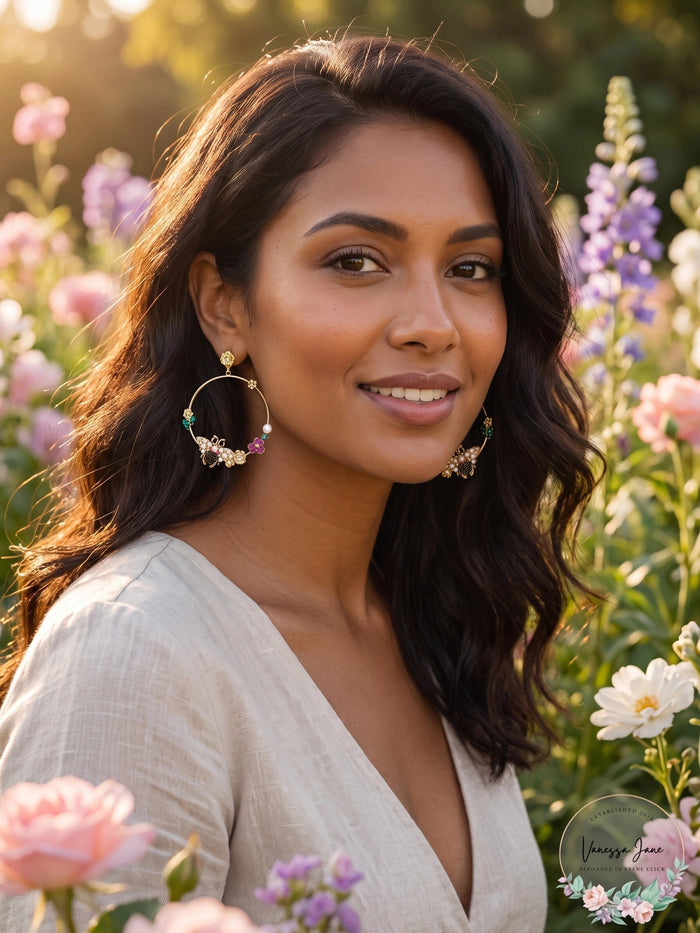 Thalia Sodi Gold-Tone Imitation Pearl & Crystal Bee Flower Drop Earring by Vanessa Jane