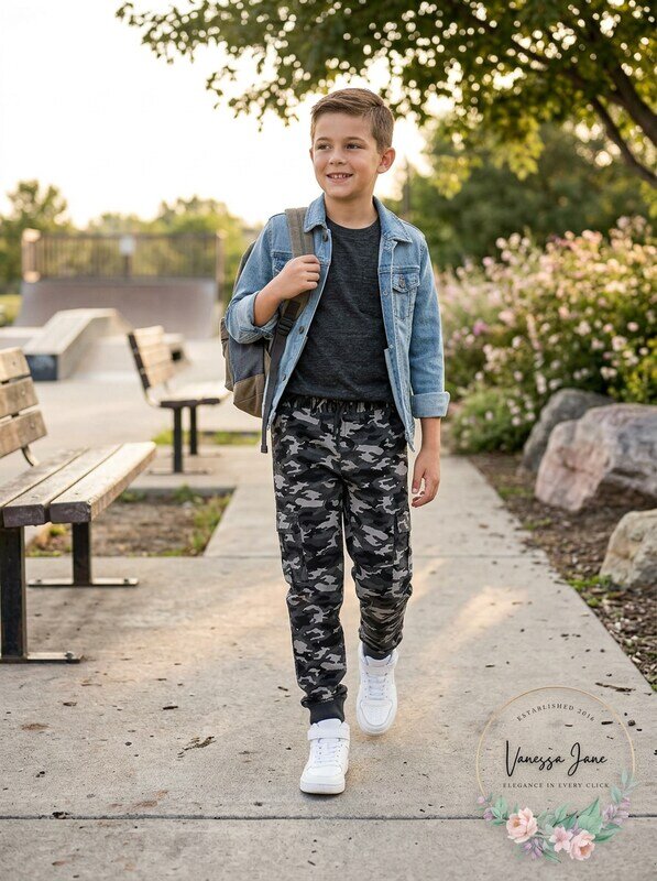 Epic Threads Big Boys Stretch Camouflage Twill Cargo Joggers, Size Small by Vanessa Jane