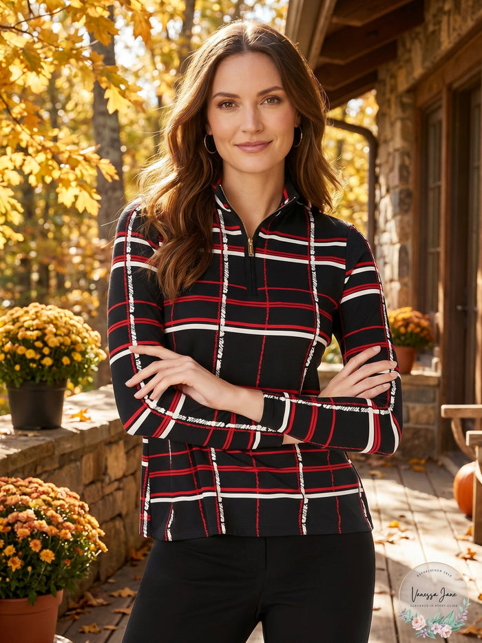 Charter Club Petite Linear Half-Zip Jacket by Vanessa Jane