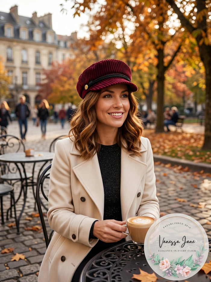 I.N.C. Striped Velvet Newsboy Cap by Vanessa Jane
