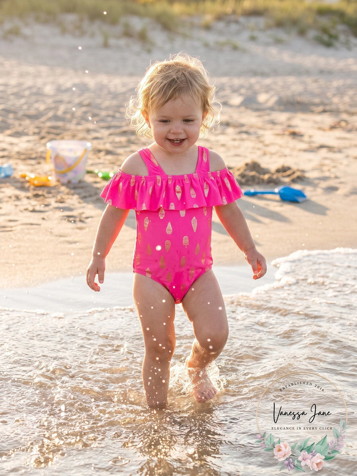 First Impressions Baby Girls Ice Cream-Print Swimsuit ,Chic Pink/24 Months by Vanessa Jane