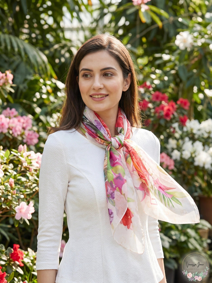 Giani Bernini Signature Tropical Square Scarf, White Multi Floral, One Size by Vanessa Jane
