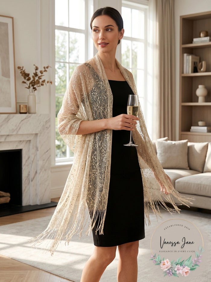 I.n.c. Lurex Metallic Net Evening Wrap by Vanessa Jane