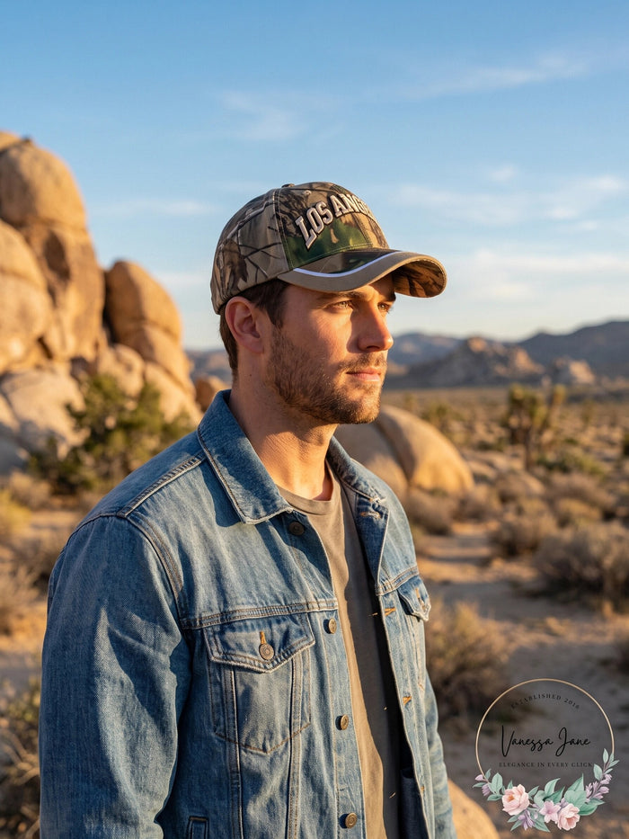Los Angeles Camo 3D Embroidered Baseball Cap, Hat by Vanessa Jane