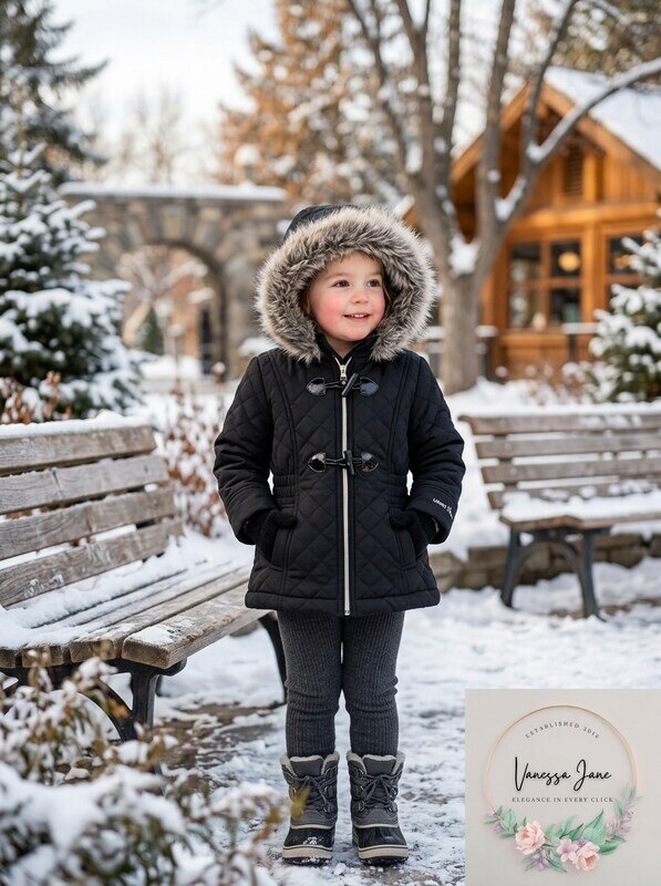 Limited Too Girls Quilted Toggle Fleece Jackets Black Fur, Size 12 Months by Vanessa Jane