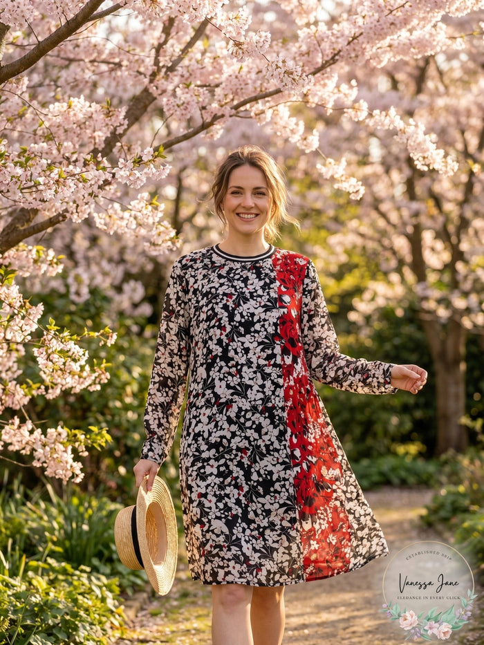 Bar Iii Floral-Print Mock-Neck Dress, Size 14 by Vanessa Jane