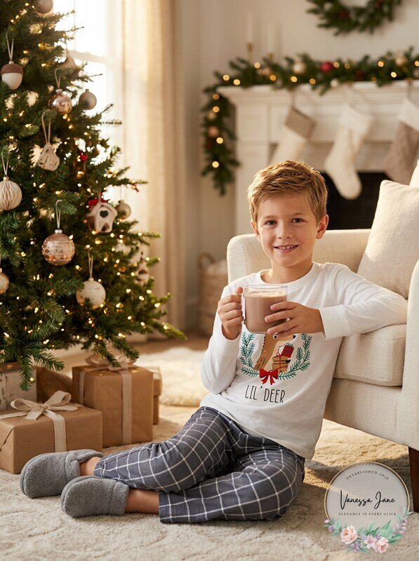 Family Pajamas Matching Kids Lil Deer Mix It Family Pajama Set, Size 8 by Vanessa Jane